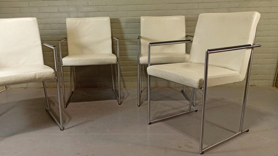 Image 1 of 4 x Harvink leren eetkamerstoelen