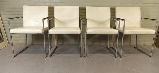 Image 1 of 4 x Harvink leren eetkamerstoelen