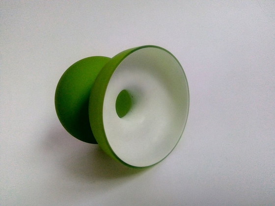 Image 1 of Carlo Moretti Space Age/Pop-Art groen satijnen vaas Murano 1970'S