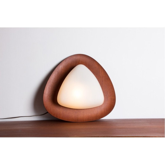 Image 1 of Vintage wandlamp in teakhout en opaline glas van Goggredo Regianni voor Regianni, Italië 1960