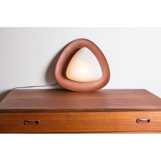 Image 1 of Vintage wandlamp in teakhout en opaline glas van Goggredo Regianni voor Regianni, Italië 1960