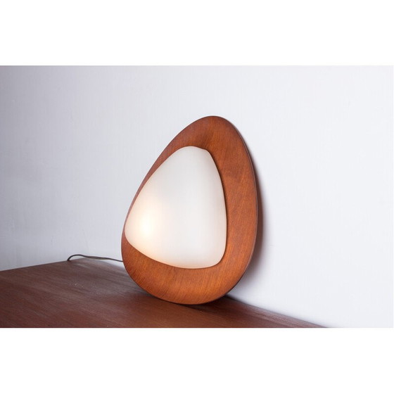 Image 1 of Vintage wandlamp in teakhout en opaline glas van Goggredo Regianni voor Regianni, Italië 1960