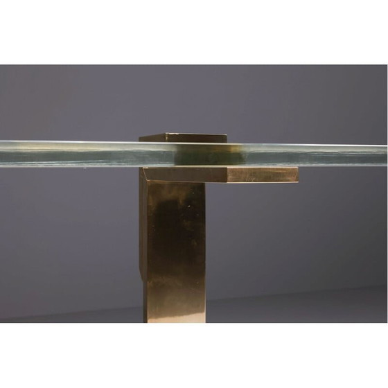 Image 1 of Hollywood Regency vintage bijzettafel van messing en glas, 1970