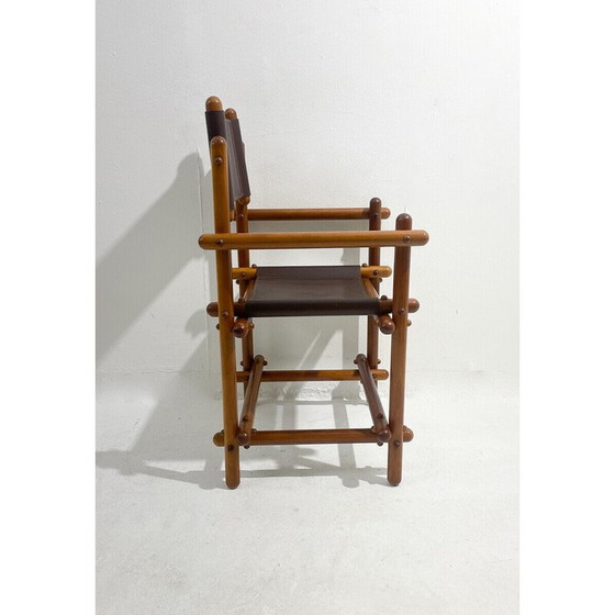 Image 1 of Set van 6 mid-century Italiaanse stoelen van hout en leer, jaren 1960