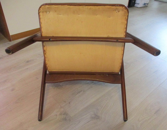 Image 1 of Louis Van Teeffelen, Skailederen En Teakhouten Fauteuil Voor Wébé