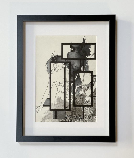 Image 1 of Eugène Eechaut (1928-2019) - Inktcompositie met twee naakte vrouwen (1985)