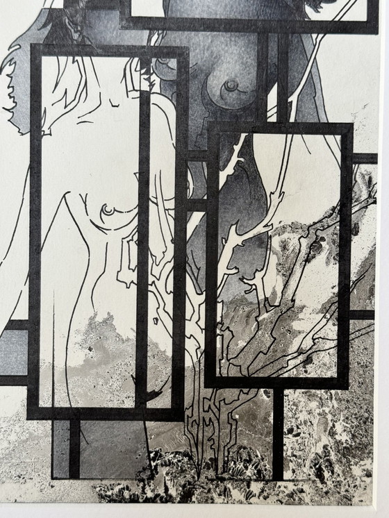 Image 1 of Eugène Eechaut (1928-2019) - Inktcompositie met twee naakte vrouwen (1985)