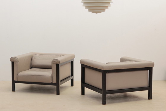 Image 1 of Paar fauteuils van Jules Wabbes, Livorno-Serie 800 Luxe Bewerkt door Bullo