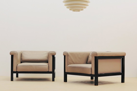 Image 1 of Paar fauteuils van Jules Wabbes, Livorno-Serie 800 Luxe Bewerkt door Bullo