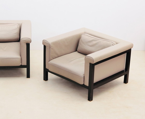 Image 1 of Paar fauteuils van Jules Wabbes, Livorno-Serie 800 Luxe Bewerkt door Bullo