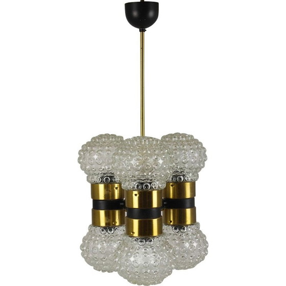 Image 1 of Vintage glazen en metalen hanglamp van Napako, Tsjecho-Slowakije 1970