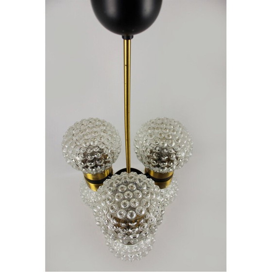 Image 1 of Vintage glazen en metalen hanglamp van Napako, Tsjecho-Slowakije 1970