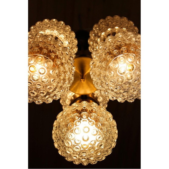 Image 1 of Vintage glazen en metalen hanglamp van Napako, Tsjecho-Slowakije 1970