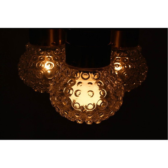 Image 1 of Vintage glazen en metalen hanglamp van Napako, Tsjecho-Slowakije 1970