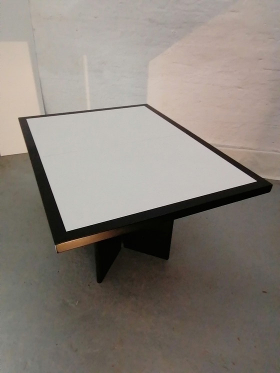 Image 1 of Postmoderne uittrekbare tafel, zwart/wit