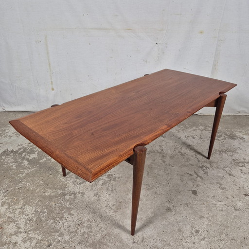 Vintage Deense Salontafel Teak Met Omkeerbaar Blad Jaren 60