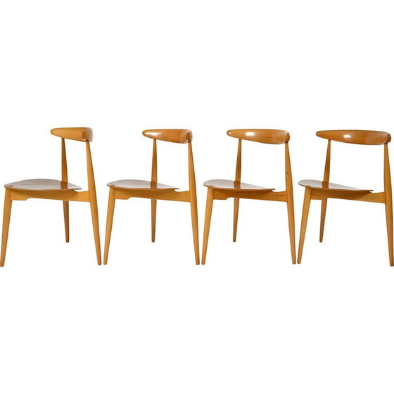 Image 1 of Vintage Fh4103 Heart eetkamerstoelen van Hans Wegner voor Fritz Hansen, Denemarken 1950