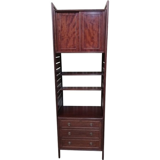 Vintage mahonie boekenkast met 3 laden