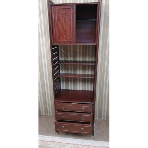 Vintage mahonie boekenkast met 3 laden