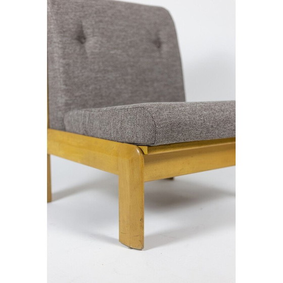 Image 1 of Paar vintage beukenhouten en stoffen fauteuils, 1960