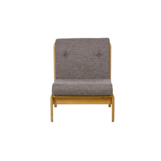 Image 1 of Paar vintage beukenhouten en stoffen fauteuils, 1960