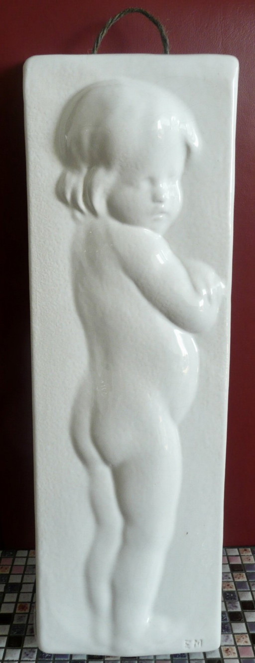 Vintage Wandpaneel Met Ondeugend Kind / Putti.