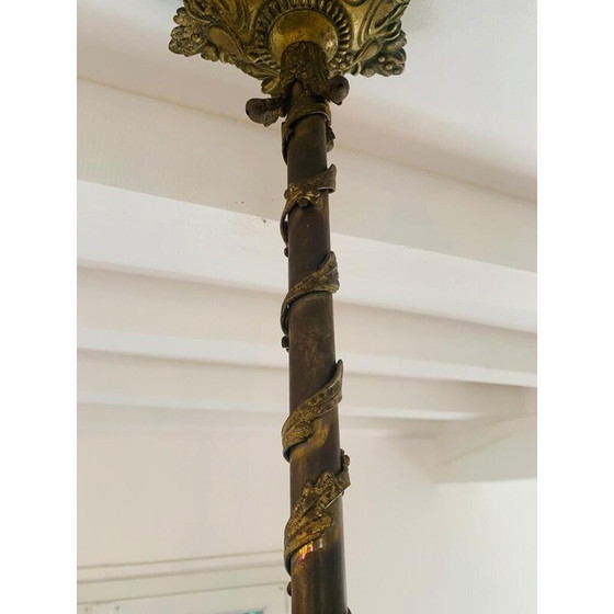 Image 1 of Vintage bronzen kroonluchter met 4 lichtarmen