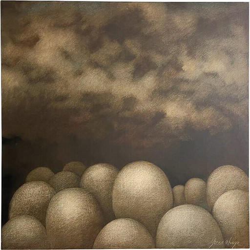 Vintage schilderij van Yves Rayé, 1979