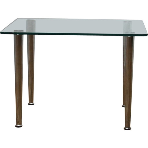 Vintage design salontafel van glas en verchroomd metaal