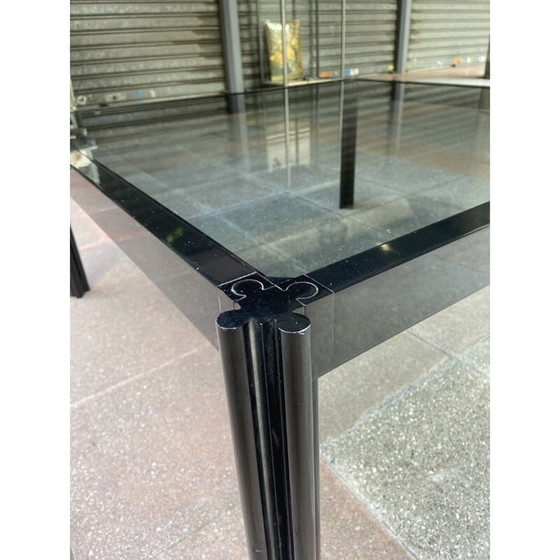 Image 1 of Vintage glazen en metalen salontafel van George Ciancimino, 1978