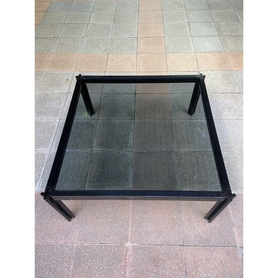 Image 1 of Vintage glazen en metalen salontafel van George Ciancimino, 1978