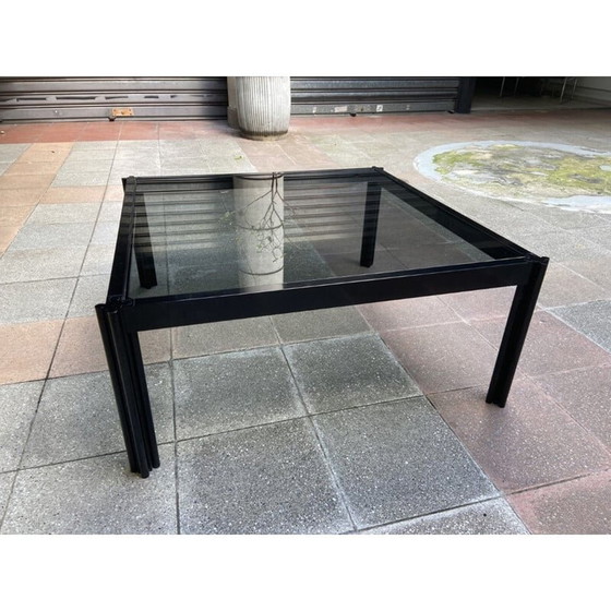 Image 1 of Vintage glazen en metalen salontafel van George Ciancimino, 1978