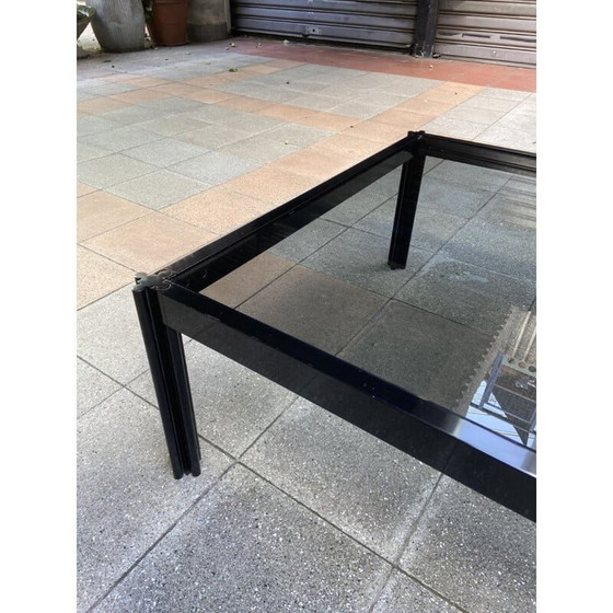 Image 1 of Vintage glazen en metalen salontafel van George Ciancimino, 1978