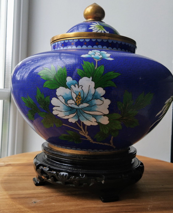 Image 1 of Cloisonné Geëmailleerde Vaas Kan Pot Gedekt China