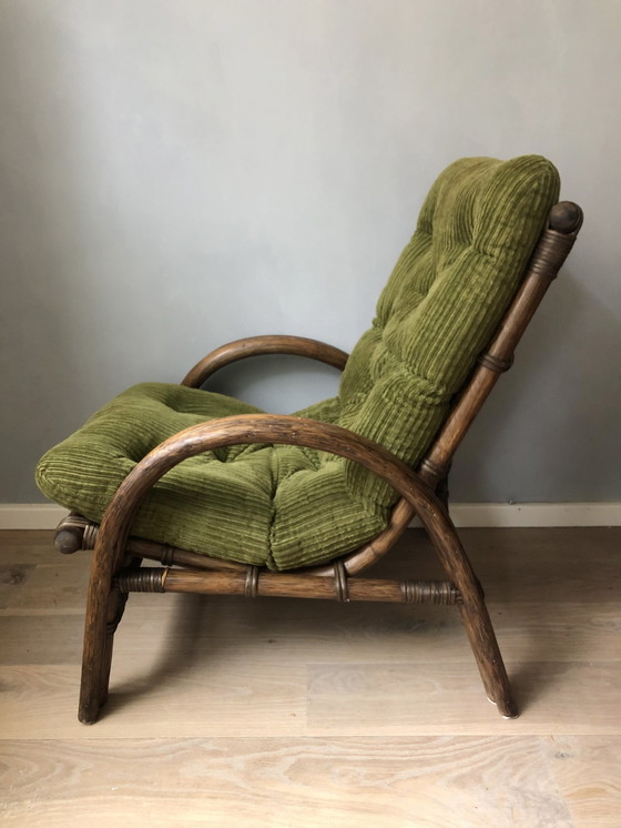 Image 1 of Vintage Faux Bamboe Rotan Manou Fauteuil