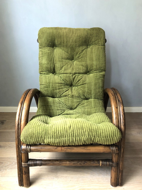 Image 1 of Vintage Faux Bamboe Rotan Manou Fauteuil