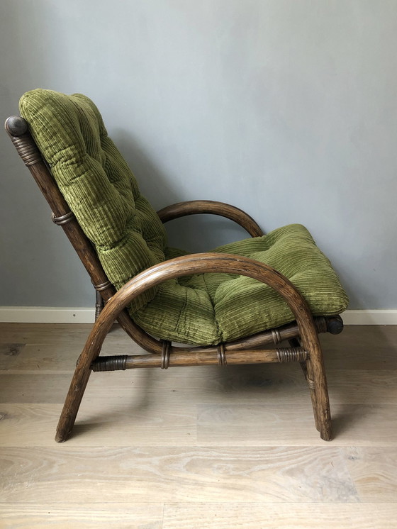 Image 1 of Vintage Faux Bamboe Rotan Manou Fauteuil