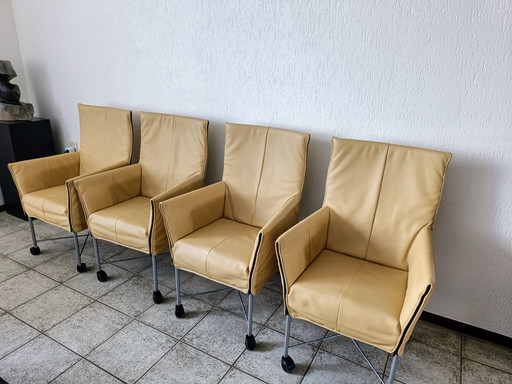 4x Montis Chaplin stoelen leer Ananas