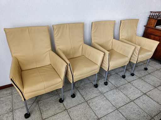 4x Montis Chaplin stoelen leer Ananas