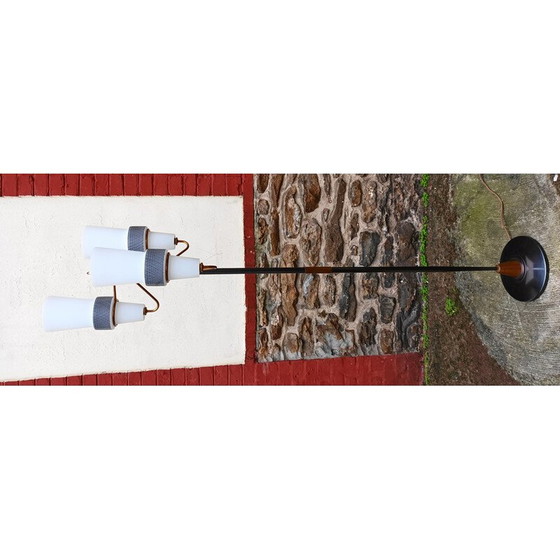 Image 1 of Vintage gouden messing vloerlamp met 3 lampen voor La Maison Arlus, 1950