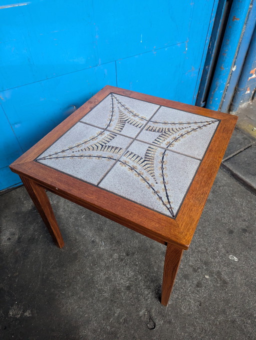 Vintage Coffee Table, Ceramic/Teak, Denmark 1960S