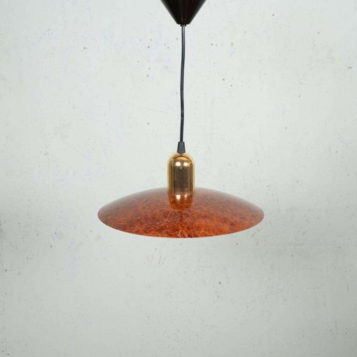 Minimalist metalen hanglamp jaren 80, postmodern pendant