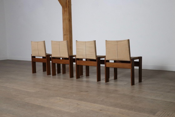 Image 1 of Set van 4 Monnik Eetkamerstoelen Door Afra en Tobia Scarpa Voor Molteni Italië 1974