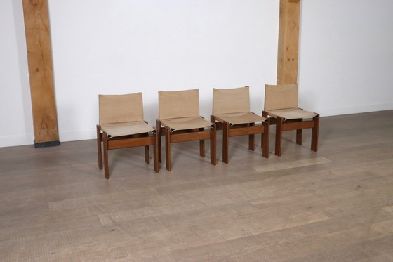 Image 1 of Set van 4 Monnik Eetkamerstoelen Door Afra en Tobia Scarpa Voor Molteni Italië 1974