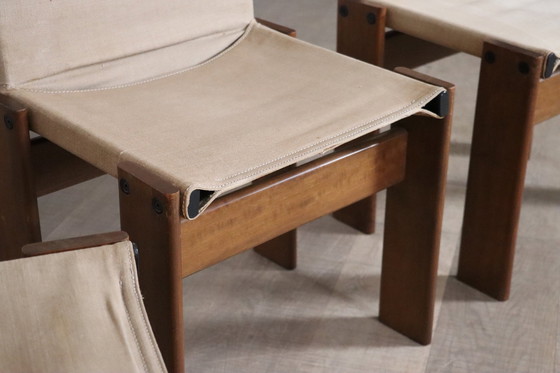 Image 1 of Set van 4 Monnik Eetkamerstoelen Door Afra en Tobia Scarpa Voor Molteni Italië 1974