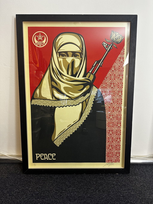 Gehoorzaam, Shepard Fairey. Moslimvrouw