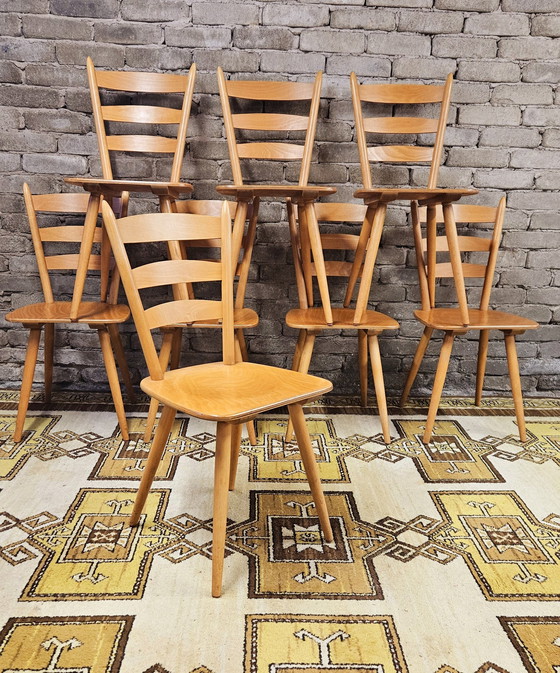 Image 1 of Set van 8 vintage bistrostoelen uit 1960