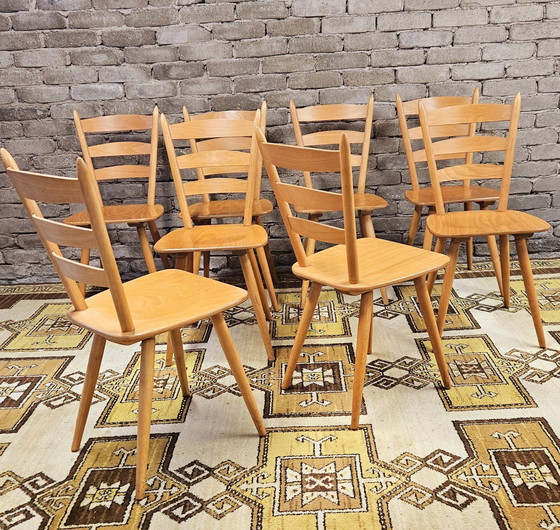 Image 1 of Set van 8 vintage bistrostoelen uit 1960