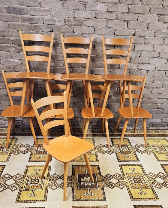 Image 1 of Set van 8 vintage bistrostoelen uit 1960