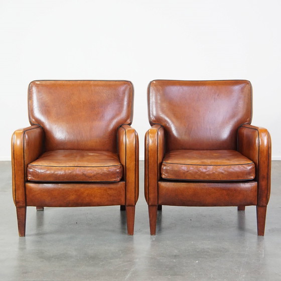 Image 1 of 2 X Armchair Gemaakt Van Schapenleer 